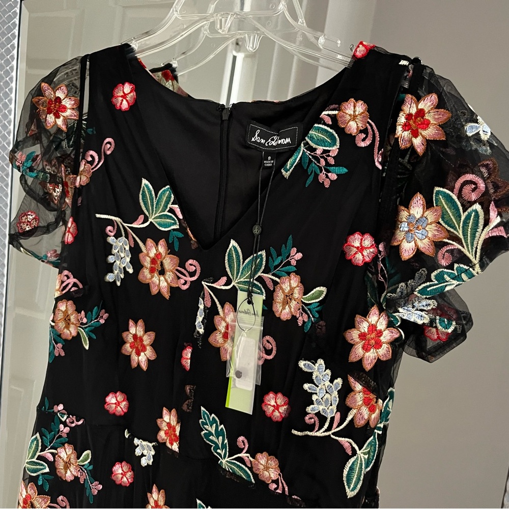 Brand new Sam Edelman dress. Black with embroidered flowers.
